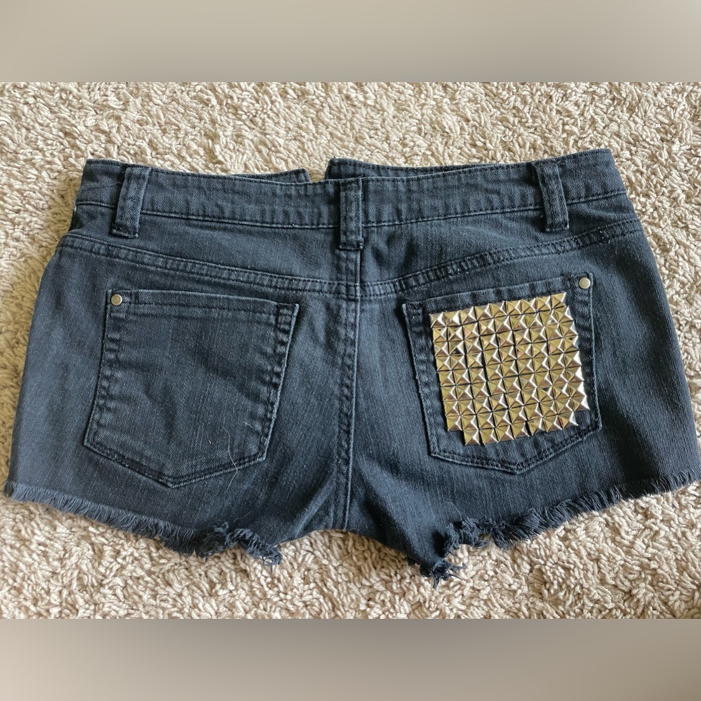 Black Studded Jean Shorts